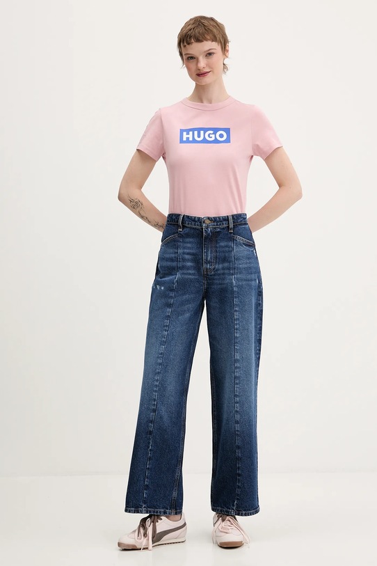 Хлопковая футболка Hugo Blue Classic Tee_B 50510772 розовый AW25