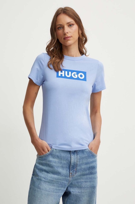 HUGO Blue t-shirt bawełniany nadruk niebieski 50510772