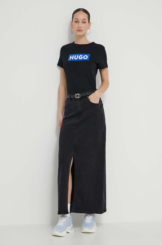 Hugo Blue pamut póló 50510772 fekete SS25