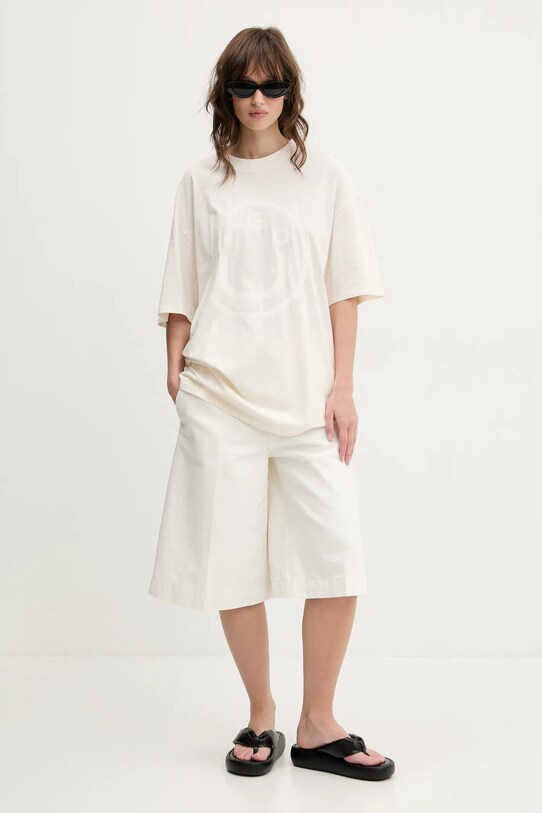 Бавовняна футболка Hugo Blue 50511471 бежевий SS25