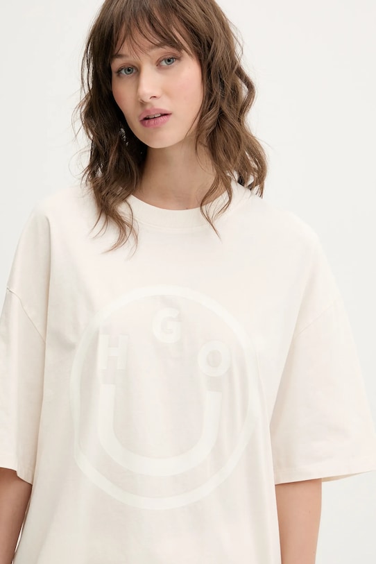 Бавовняна футболка Hugo Blue бежевий 50511471