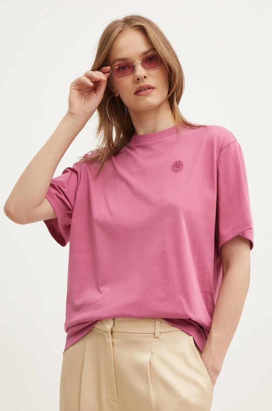 HUGO Blue t-shirt bawełniany bawełna różowy 50518139