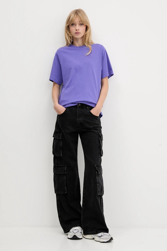 Βαμβακερό μπλουζάκι Hugo Blue 50518139 μωβ AW25