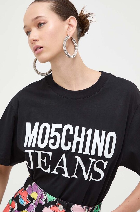 Bavlněné tričko Moschino Jeans černá 0712.3262