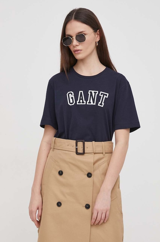 Бавовняна футболка Gant темно-синій 4200804