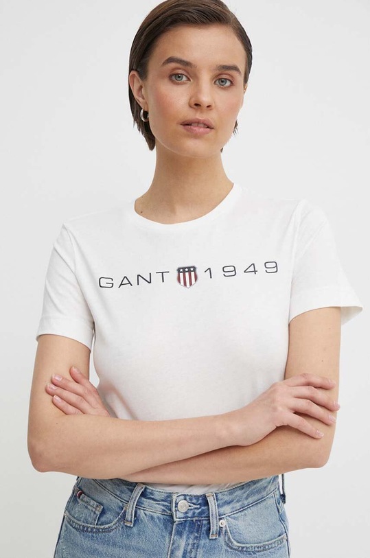 Хлопковая футболка Gant хлопок белый 4200753