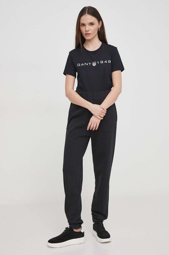 Bavlnené tričko Gant 4200753 čierna SS24