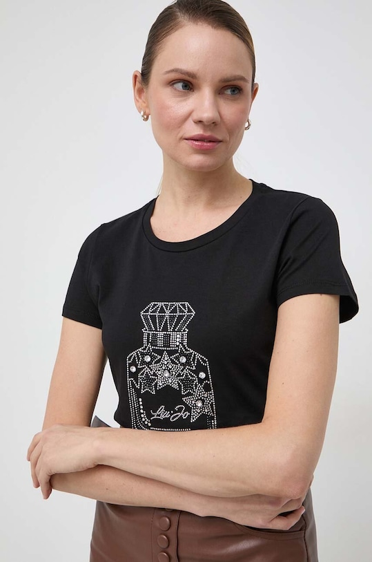 Bavlnené tričko Liu Jo potlač čierna WA4034.JS923