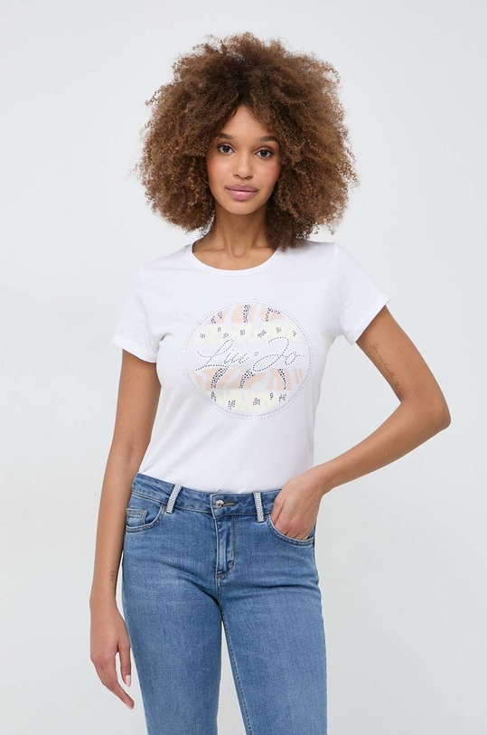 Liu Jo t-shirt bawełniany nadruk biały WA4108.JS923