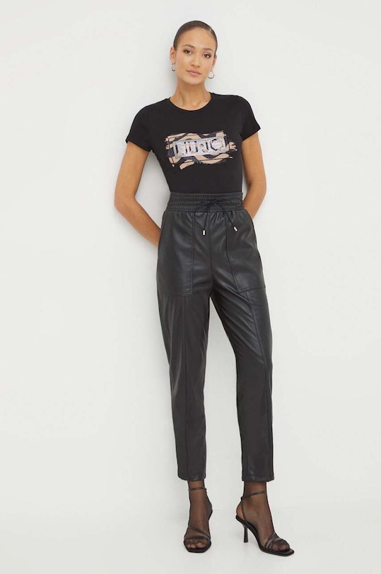 Liu Jo t-shirt bawełniany nadruk czarny WA4108.JS923