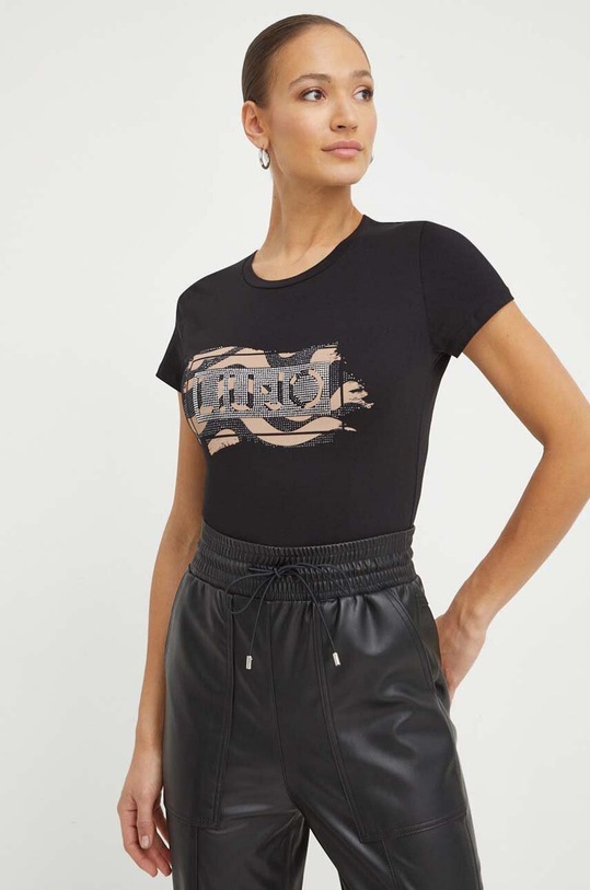 Liu Jo t-shirt bawełniany WA4108.JS923 czarny SS24