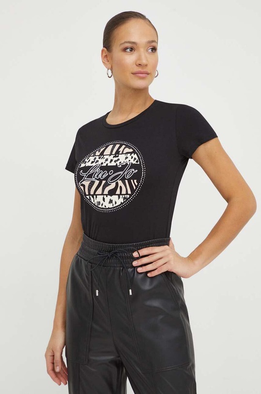 Liu Jo t-shirt bawełniany WA4108.JS923 czarny SS24