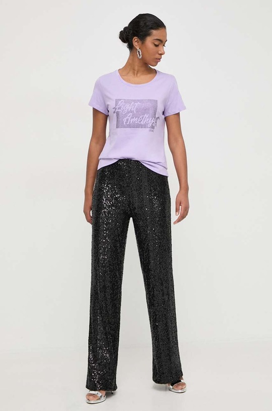 Liu Jo t-shirt bawełniany TA4195.J6040 fioletowy SS24