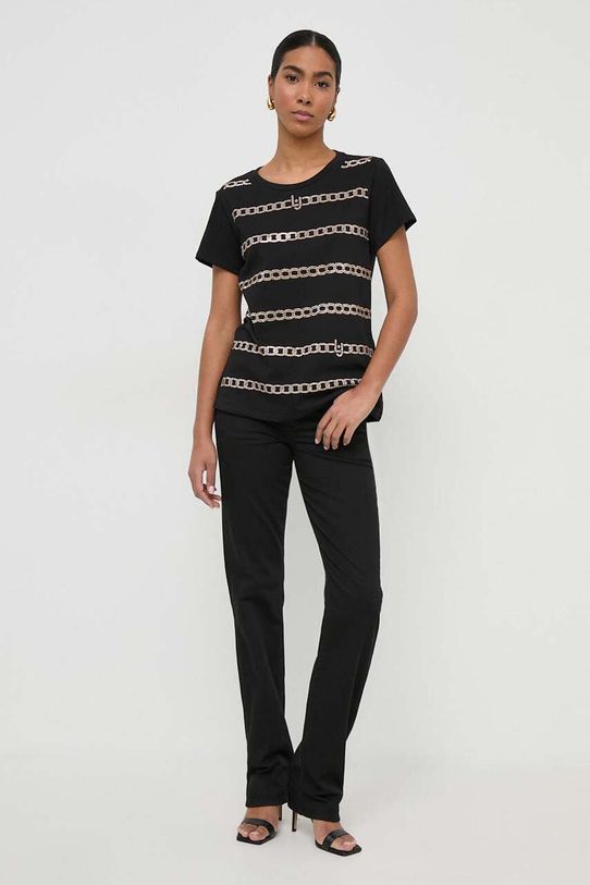 Bavlnené tričko Liu Jo TA4197.J6040 čierna SS24