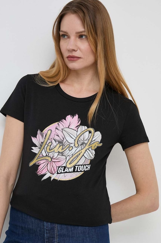Liu Jo t-shirt z elastanem czarny TA4202.JS003
