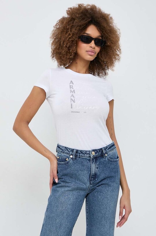 Armani Exchange t-shirt bawełniany nadruk biały 3DYT05.YJ3RZ
