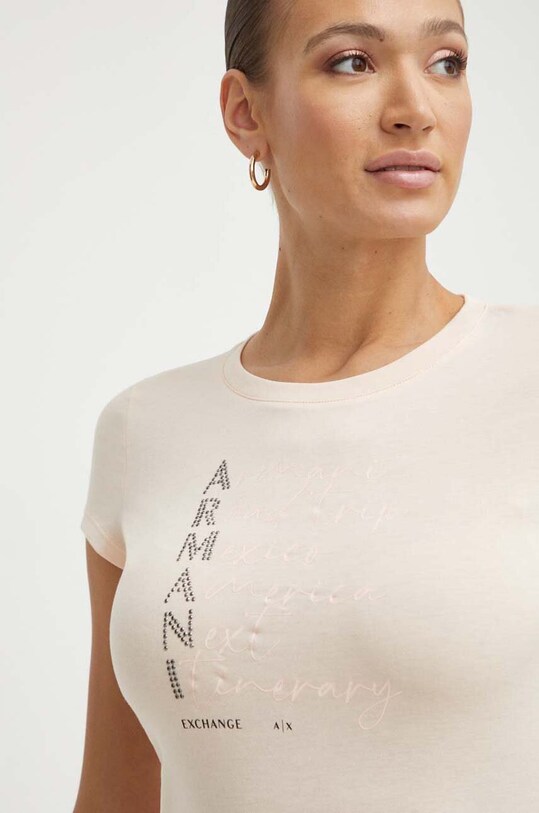 Armani Exchange t-shirt bawełniany nadruk pomarańczowy 3DYT05.YJ3RZ