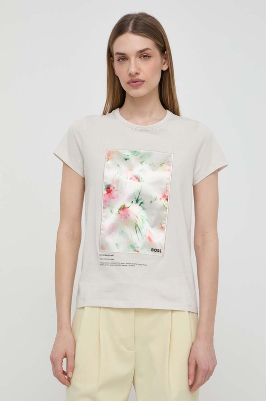 BOSS t-shirt bawełniany regular beżowy 50514967