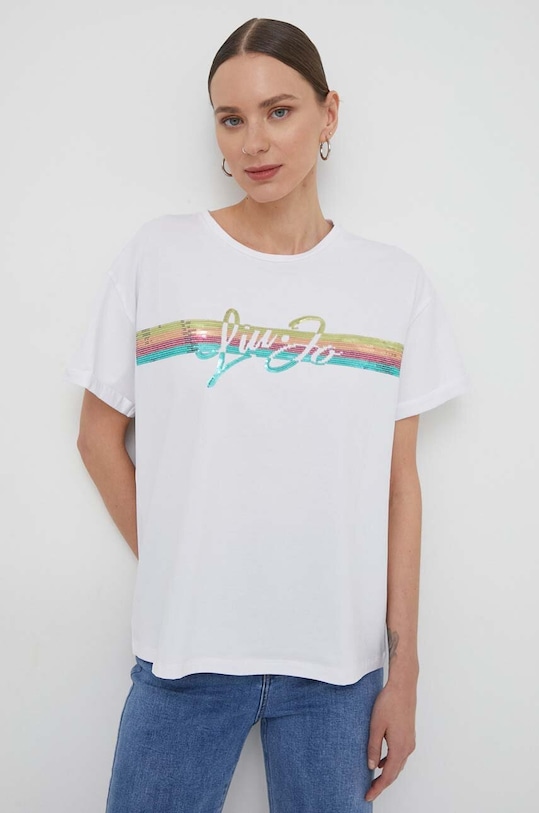 Liu Jo t-shirt z elastanem biały VA4153.JS003