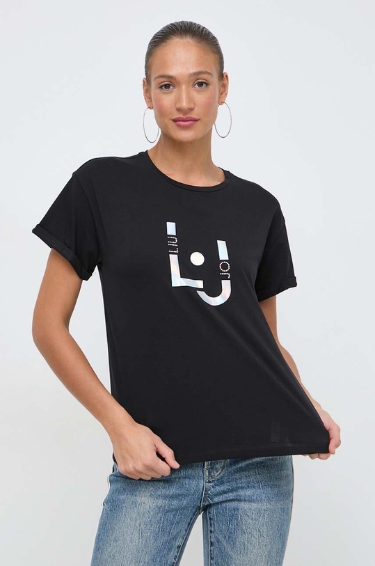 Liu Jo t-shirt z elastanem czarny VA4153.JS003