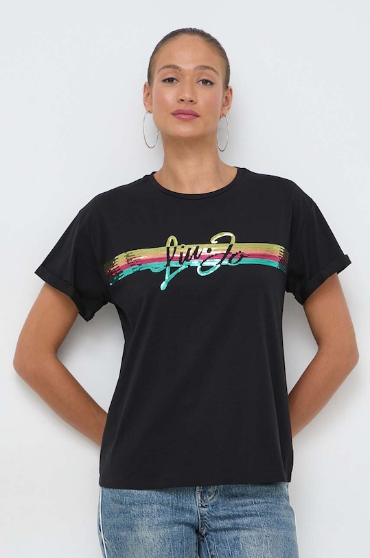 Liu Jo t-shirt z elastanem czarny VA4153.JS003