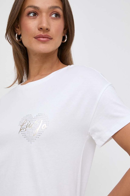 Liu Jo t-shirt bawełniany aplikacja beżowy VA4156.JS923