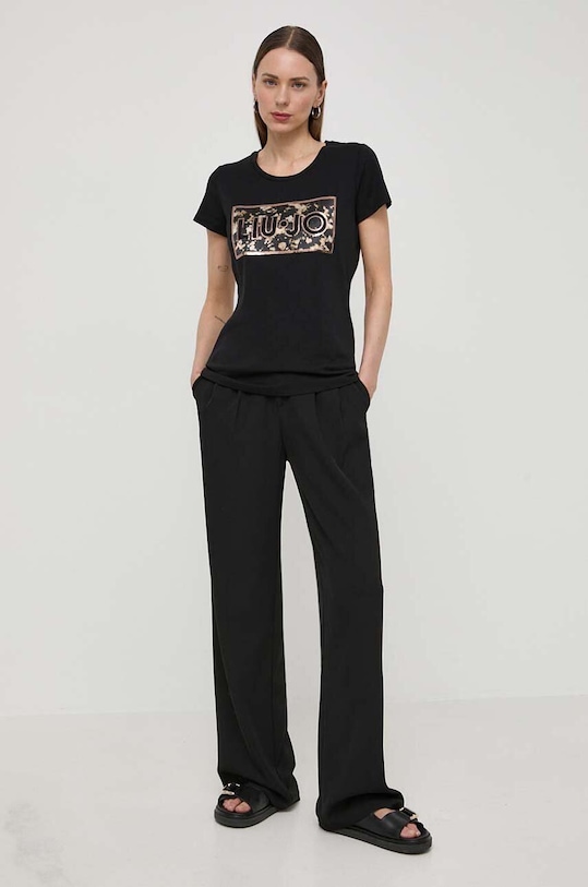 Bavlnené tričko Liu Jo MA4333.J5904 čierna SS24