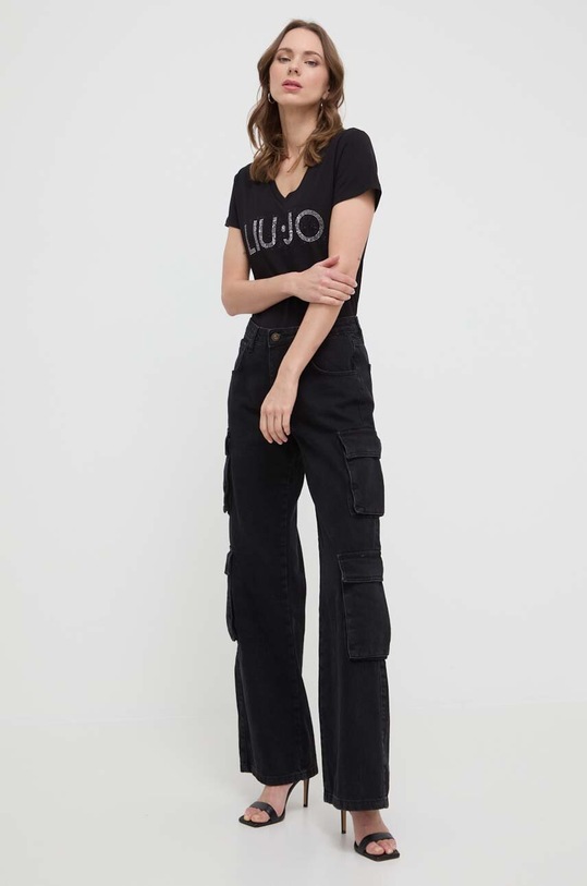 Liu Jo t-shirt bawełniany MA4337.JS923 czarny SS24
