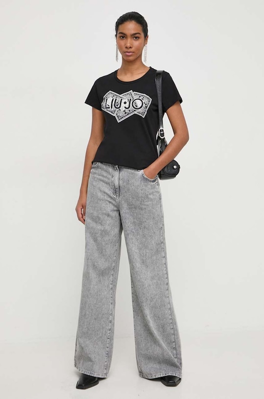 Liu Jo tricou din bumbac MA4340.JS923 negru SS24