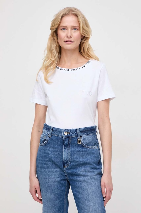 Liu Jo t-shirt bawełniany biały MA4395.J6308
