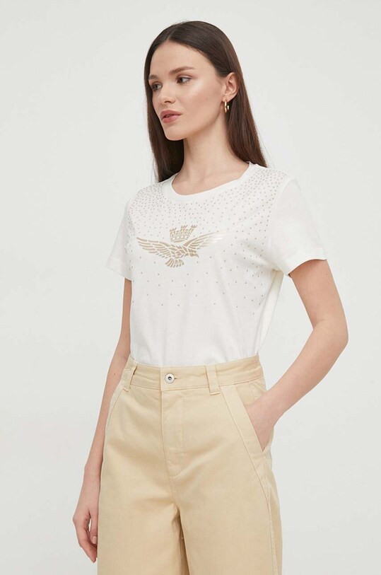 Aeronautica Militare t-shirt bawełniany beżowy TS2249DJ638