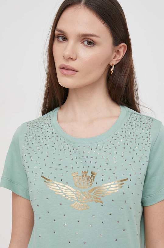 Бавовняна футболка Aeronautica Militare бавовна зелений TS2249DJ638