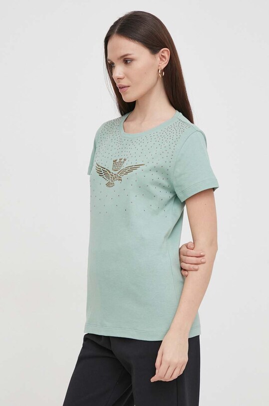 Бавовняна футболка Aeronautica Militare TS2249DJ638 зелений SS24