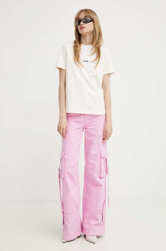 Бавовняна футболка MSGM 2000MDM500.200002 бежевий AA00