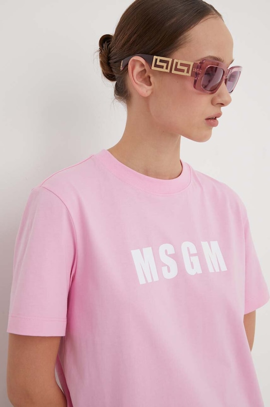Bavlněné tričko MSGM růžová 3641MDM92.247002