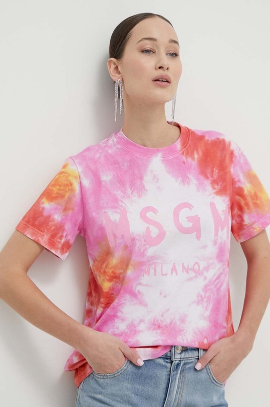 MSGM t-shirt bawełniany wzorzyste multicolor 3641MDM83.247288