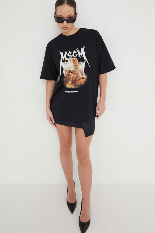 MSGM tricou din bumbac print negru 3641MDM127.247002