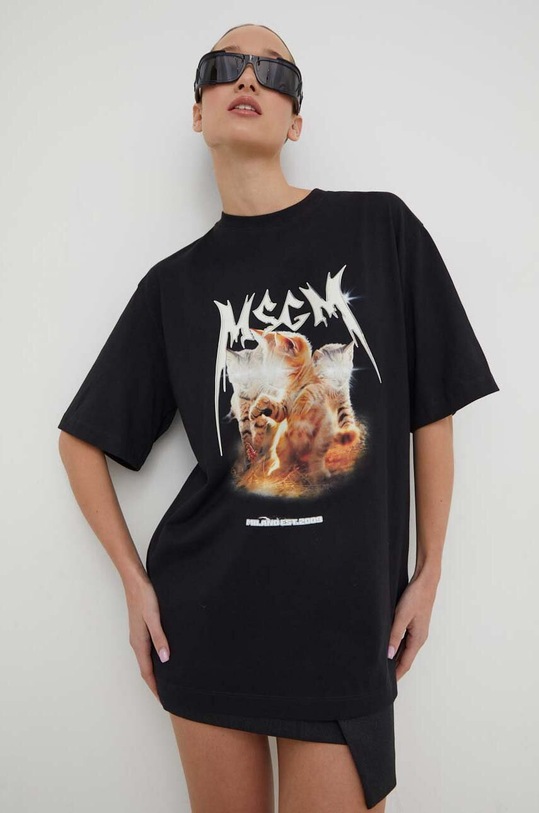 MSGM tricou din bumbac negru 3641MDM127.247002