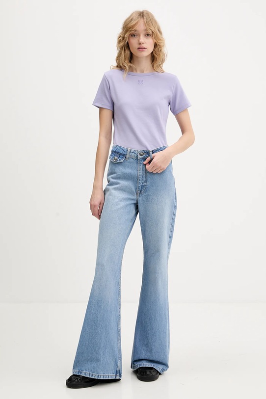 Μπλουζάκι HUGO 50512002 μωβ AW25