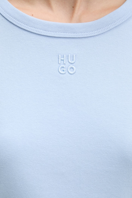 HUGO kratka majica ženska z bombažem Deloris 50512002 modra