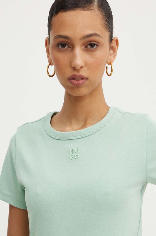 HUGO t-shirt z elastanem zielony 50512002