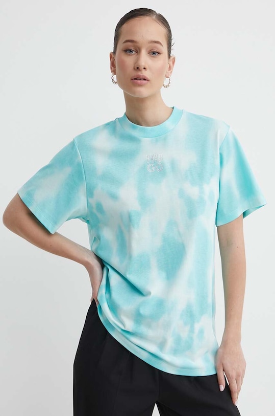 Bavlnené tričko HUGO regular tyrkysová 50514108