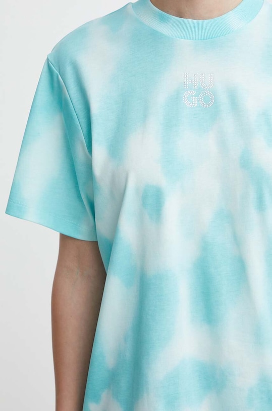 Bavlnené tričko HUGO 50514108 tyrkysová