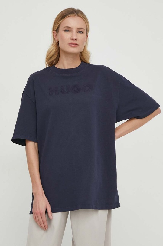 HUGO tricou din bumbac imprimeu bleumarin 50514524