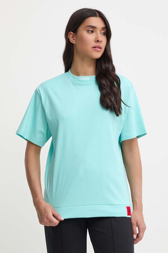 Bavlněné společenské tričko HUGO 50514869 modrá SS24