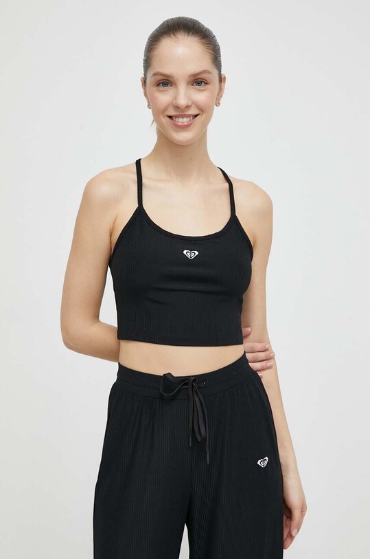 Roxy top do jogi Rise & Vibe z elastanem czarny ERJKT04116