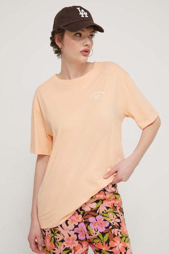 Roxy t-shirt bawełniany Essential Energy nadruk pomarańczowy ERJKT04130