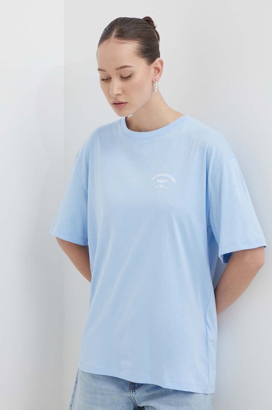 Roxy t-shirt bawełniany Essential Energy nadruk niebieski ERJKT04130