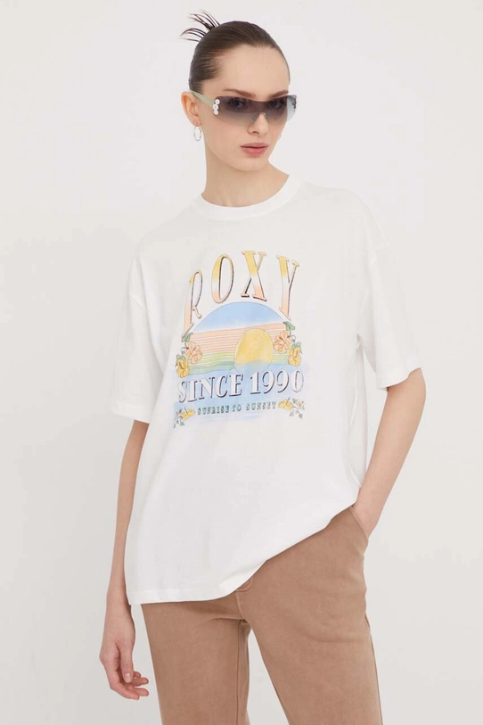 Roxy t-shirt bawełniany nadruk biały ERJZT05682