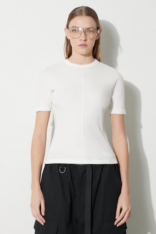 Y-3 t-shirt bawełniany Fitted SS Tee gładkie beżowy IV7749